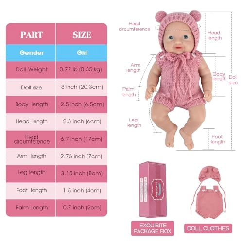 Reborn Baby Doll - 20 cm Silicone Ages 3+