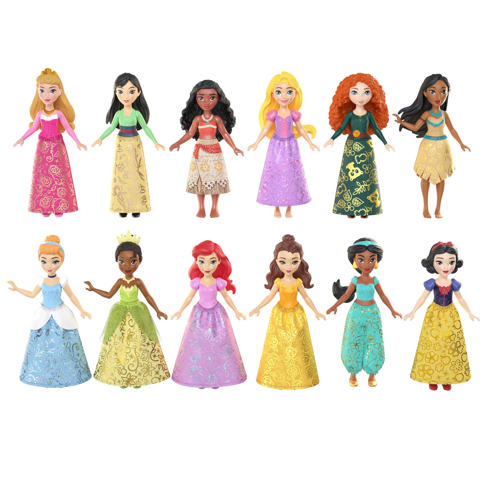 Mattel Disney Princess Small Dolls - 6 Posable 13 Tea Party Accessories Ages 3+