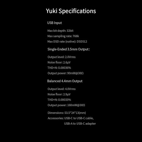 YUKI - Portable DAC Headphone Amp 32bit/768k DSD256