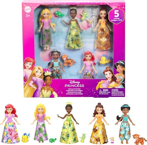 Disney Princess & Friend Multipack - 5 Jointed Mini Dolls 5 Matching Friends Ages 3+