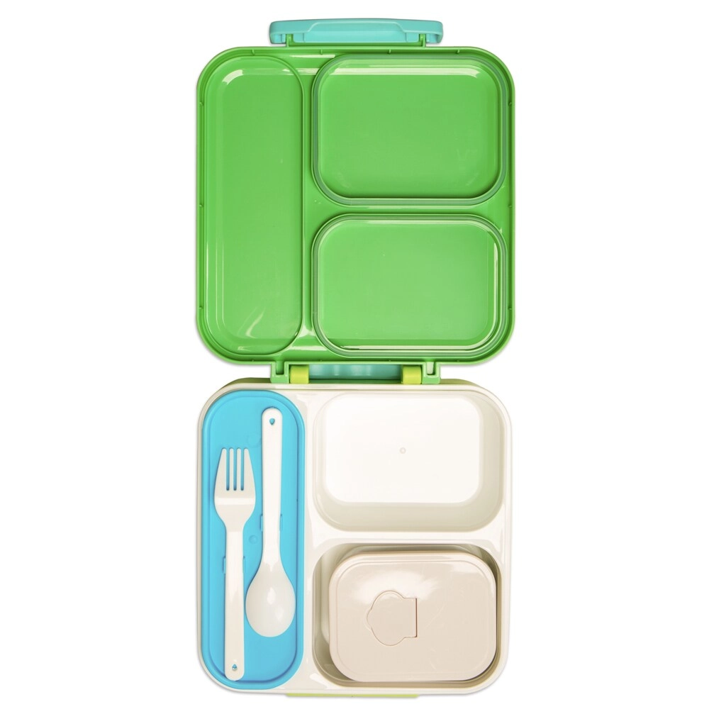 3 Compartment Bento Lunch Box - Reindeer Green 1.59L