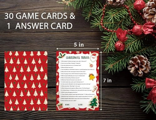 Christmas Trivia Game - All Ages 30 Question Cards