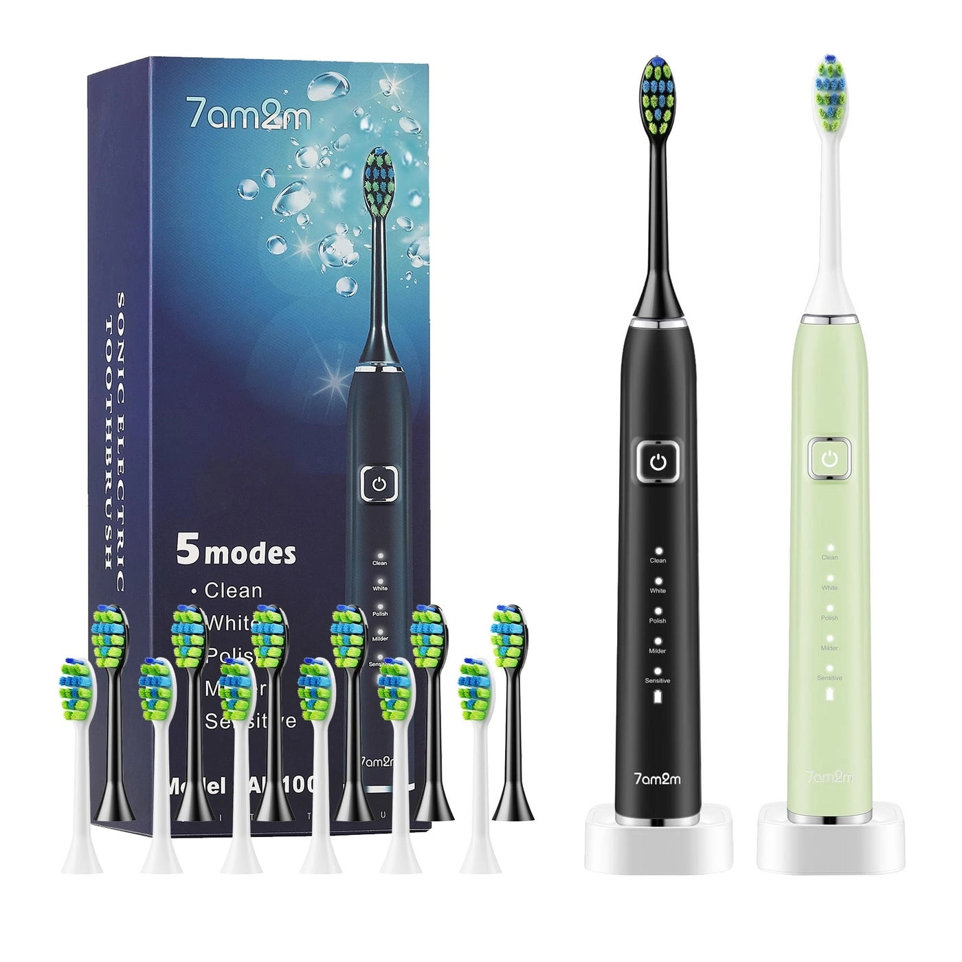 Sonic Electric Toothbrush - 6 Brush Heads 90-Day Battery