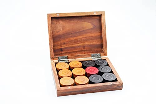 Premia - Carrom Coins Wooden Ashwood Box