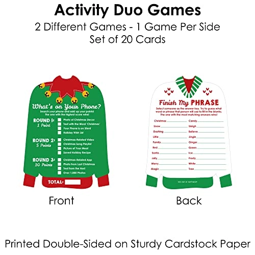 Ugly Sweater Activity Duo Games - 20 Count Holiday Party