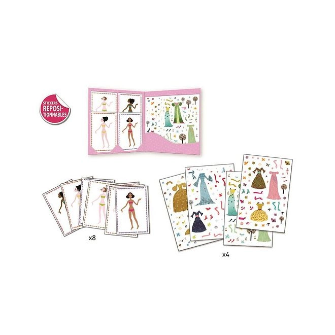 Dress Up Reusable Sticker Pad Paper Dolls 4 pcs