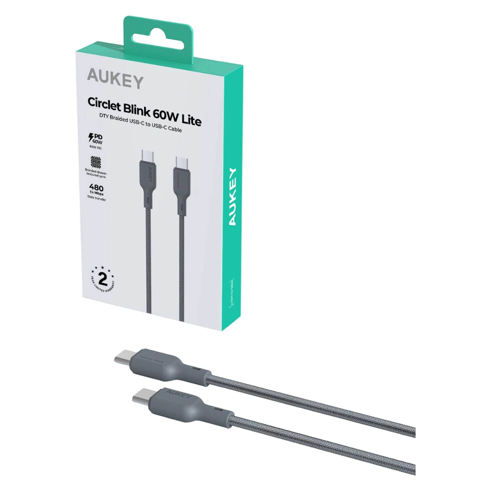 Charge Cable 60W USB-C to USB-C 1m Braided