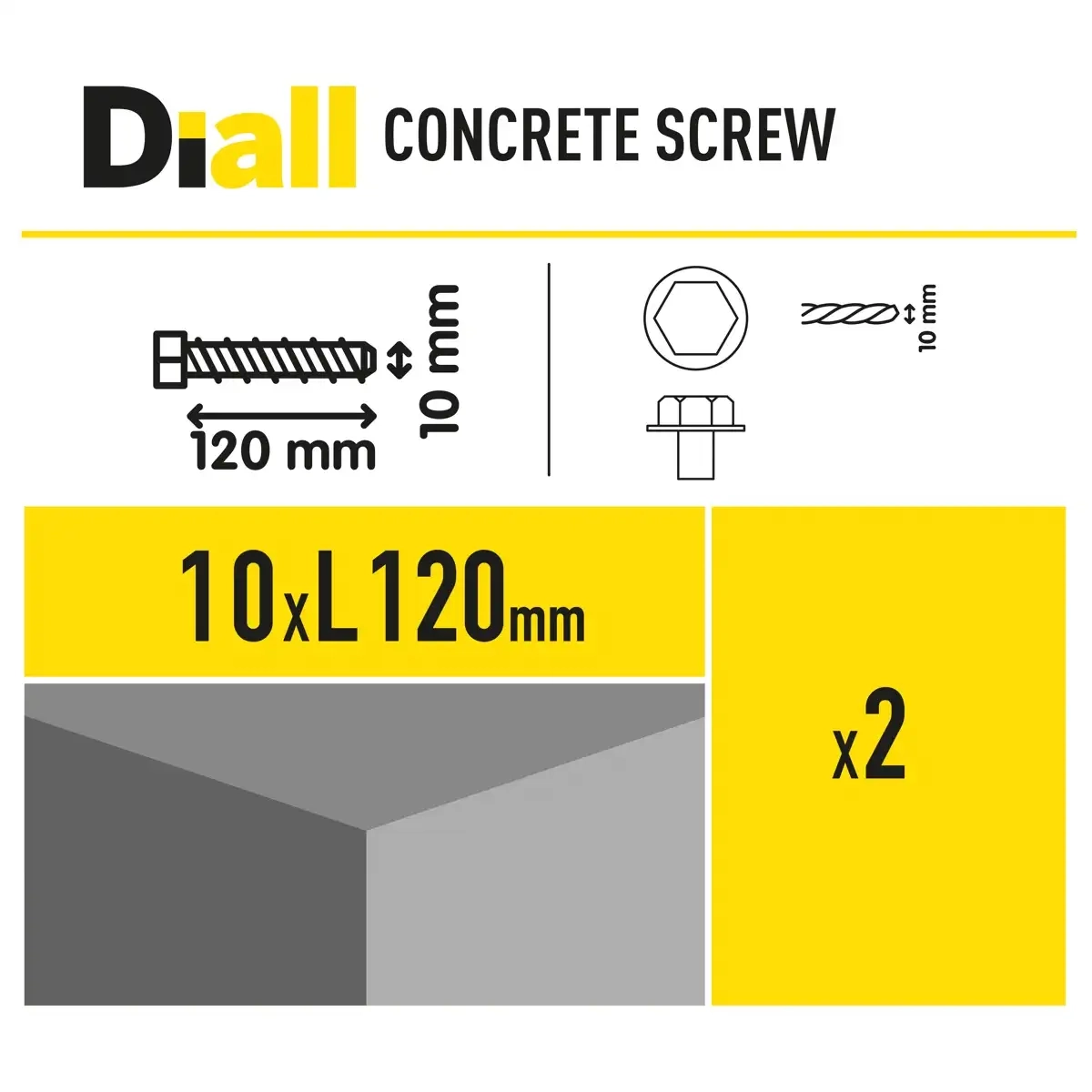Steel Hex Concrete Screw Pack - 12 cm Dia. 1