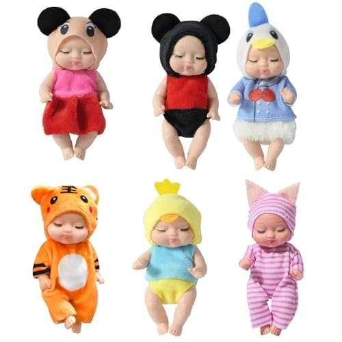 Reborn Baby Doll - 11cm PVC + plush Pack of 6