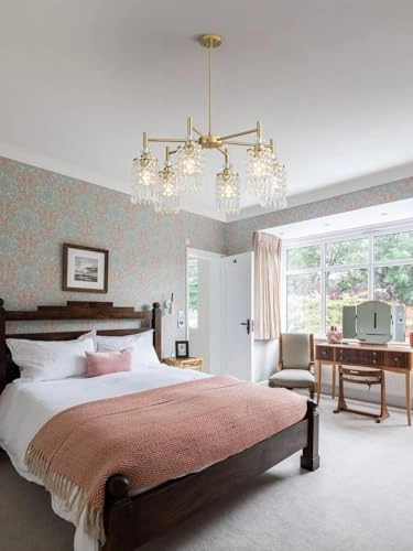 Crystal Gold Chandelier - 6-Light 30in