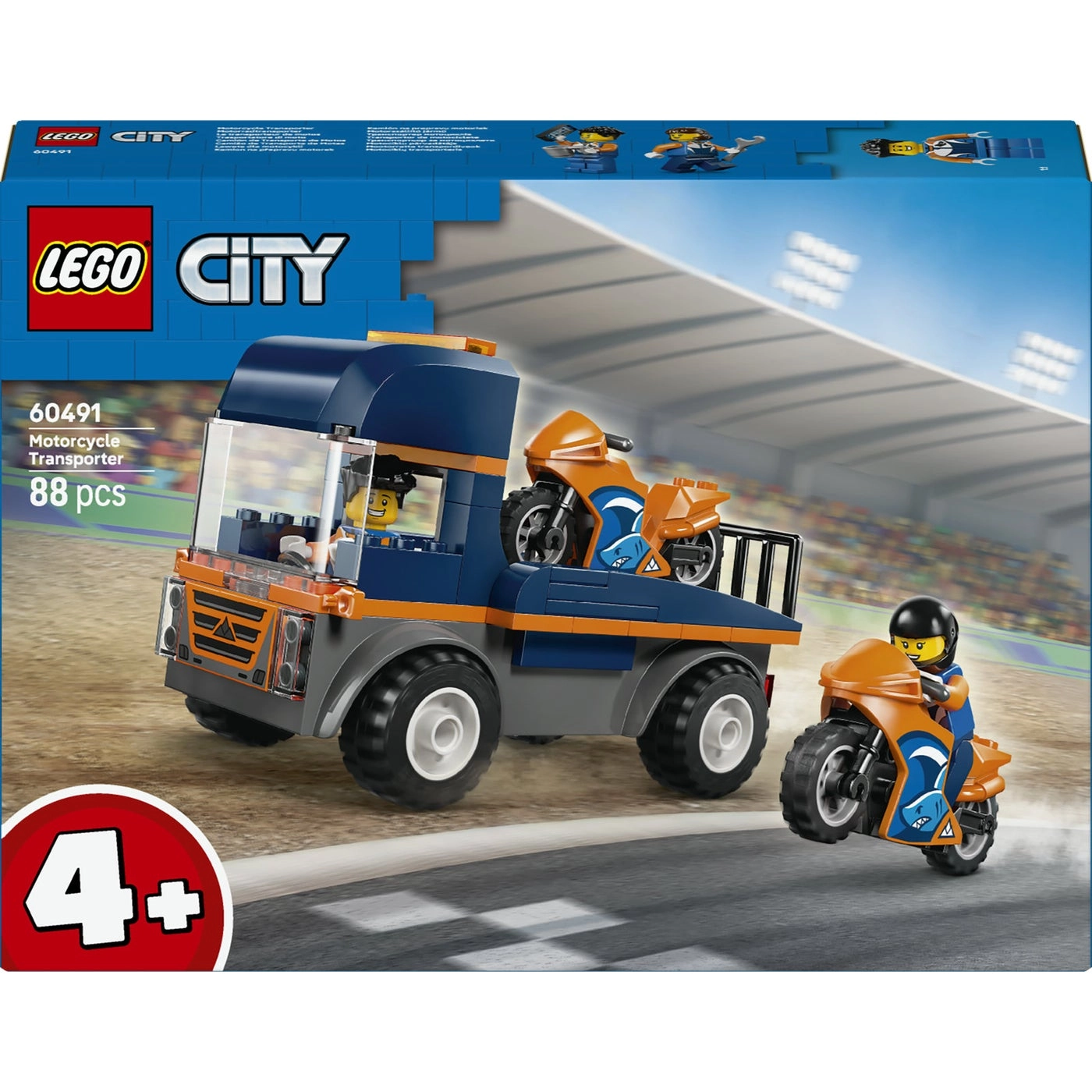 City Motorcycle Transporter - Flatbed Truck 2 Motorbikes (60491)