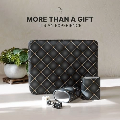 Magnetic Travel Backgammon Set - PU Leather 14" 32 Magnetic Pieces