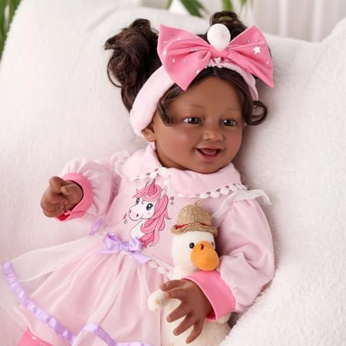 Una Reborn Baby Doll - 20-inch Vinyl Cotton Black Ages 3+