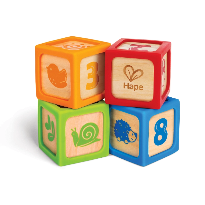 Hape Grip-N-Stack Smart Blocks - Suitable for 6 months to 2 years 4 Pcs
