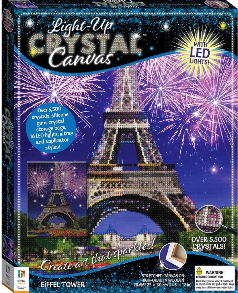 Hinkler Light Up Crystal Canvas Eiffel Tower - 16 LED Multi Colour