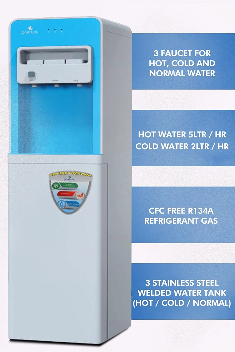 GWD2132ACFCW - Hot & Cold 3 Tap Floor Standing