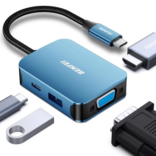 Benfei USB C HUB - 4-in-1 HDMI VGA 60W Power Delivery