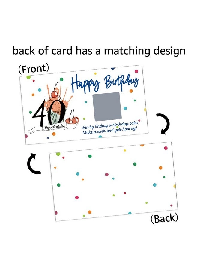 Colorful 40th Birthday Party Game Scratch Off Cards - English 32 PCS