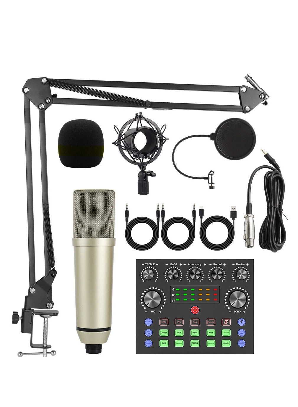 Extra Live Sound Cards Condenser Microphone Set - Streaming Audio Mixer U87+V8S