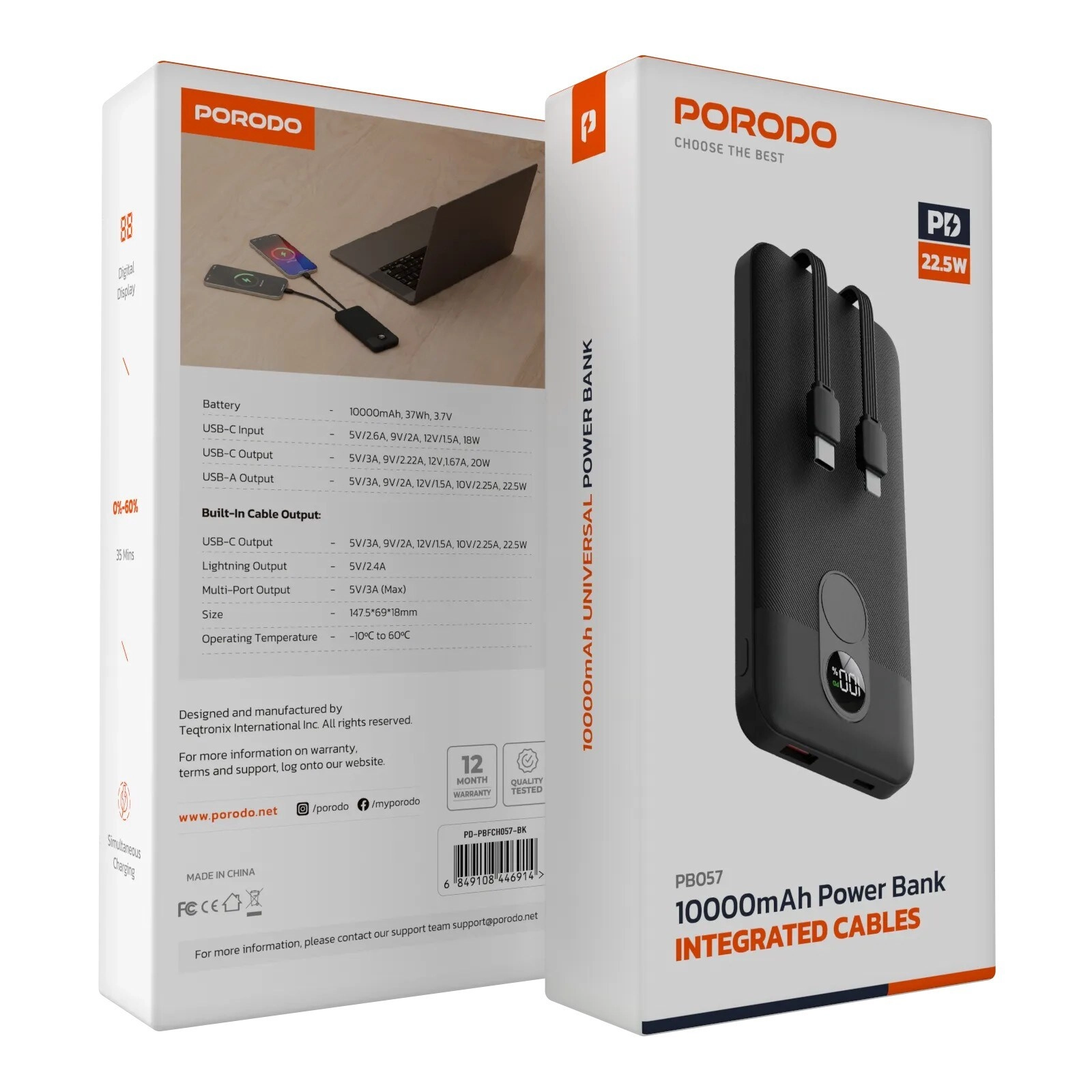 Power Bank Built-In Type-C & Lightning - 10000mAh 5V/3A