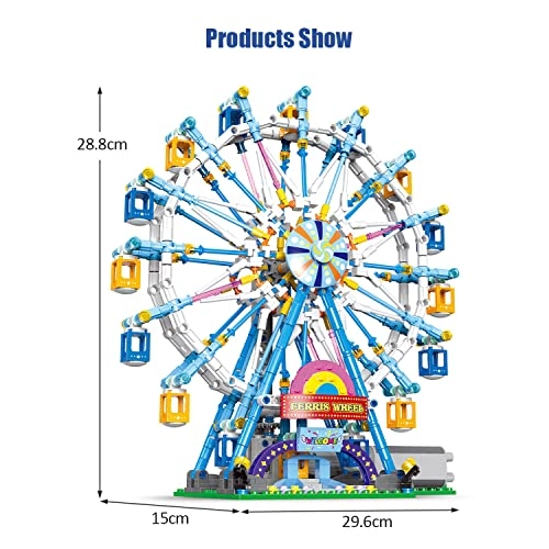 Rotating Ferris Wheel Building Kit - 1084pcs House Train