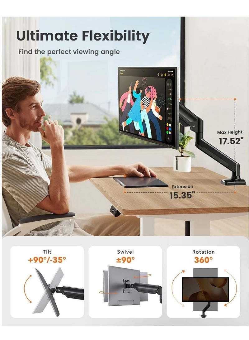 Single Monitor Arm - Single 13-32 Inch VESA 75x75/100x100mm