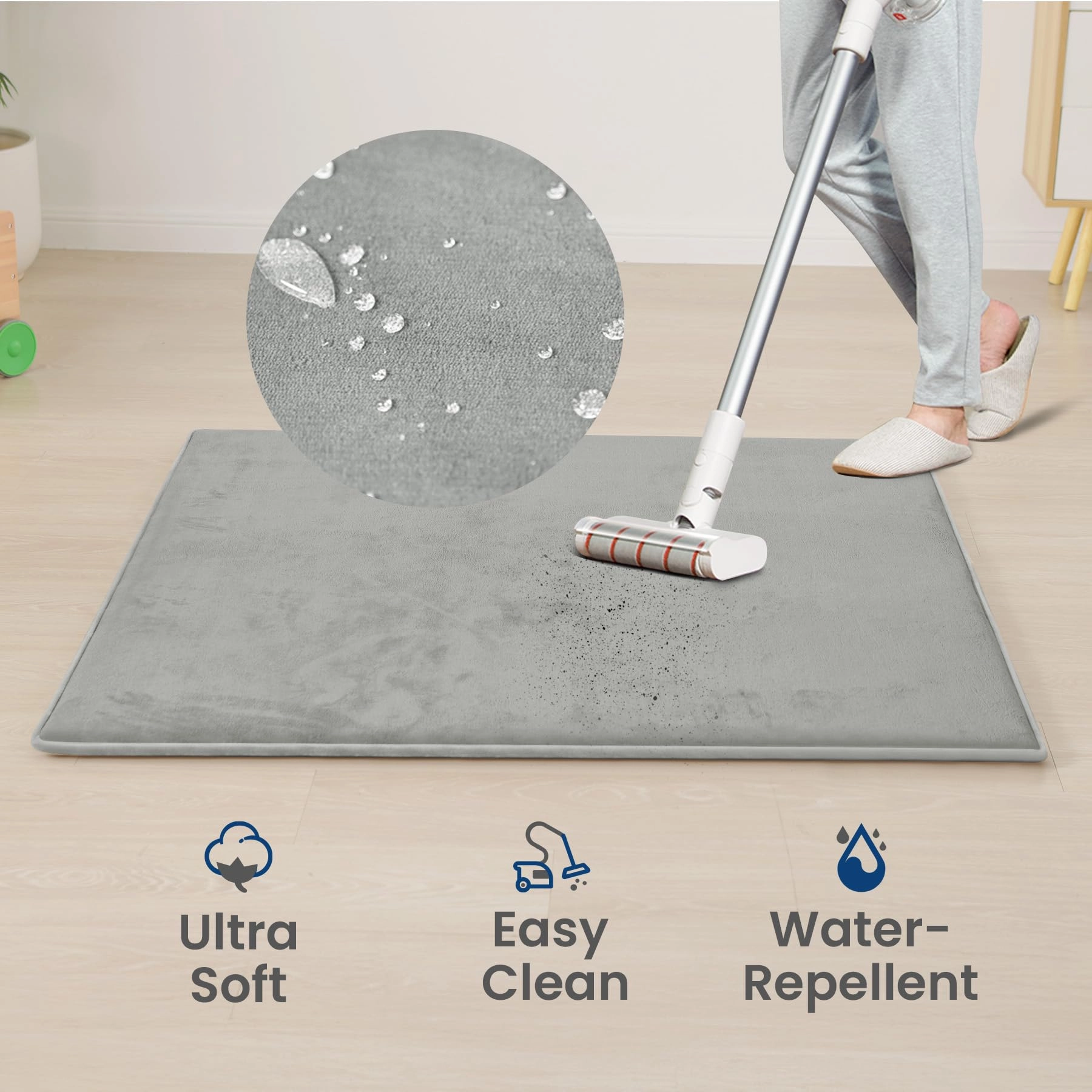 Baby Play Mat - 59"×71" 1.3" Thick Light Grey