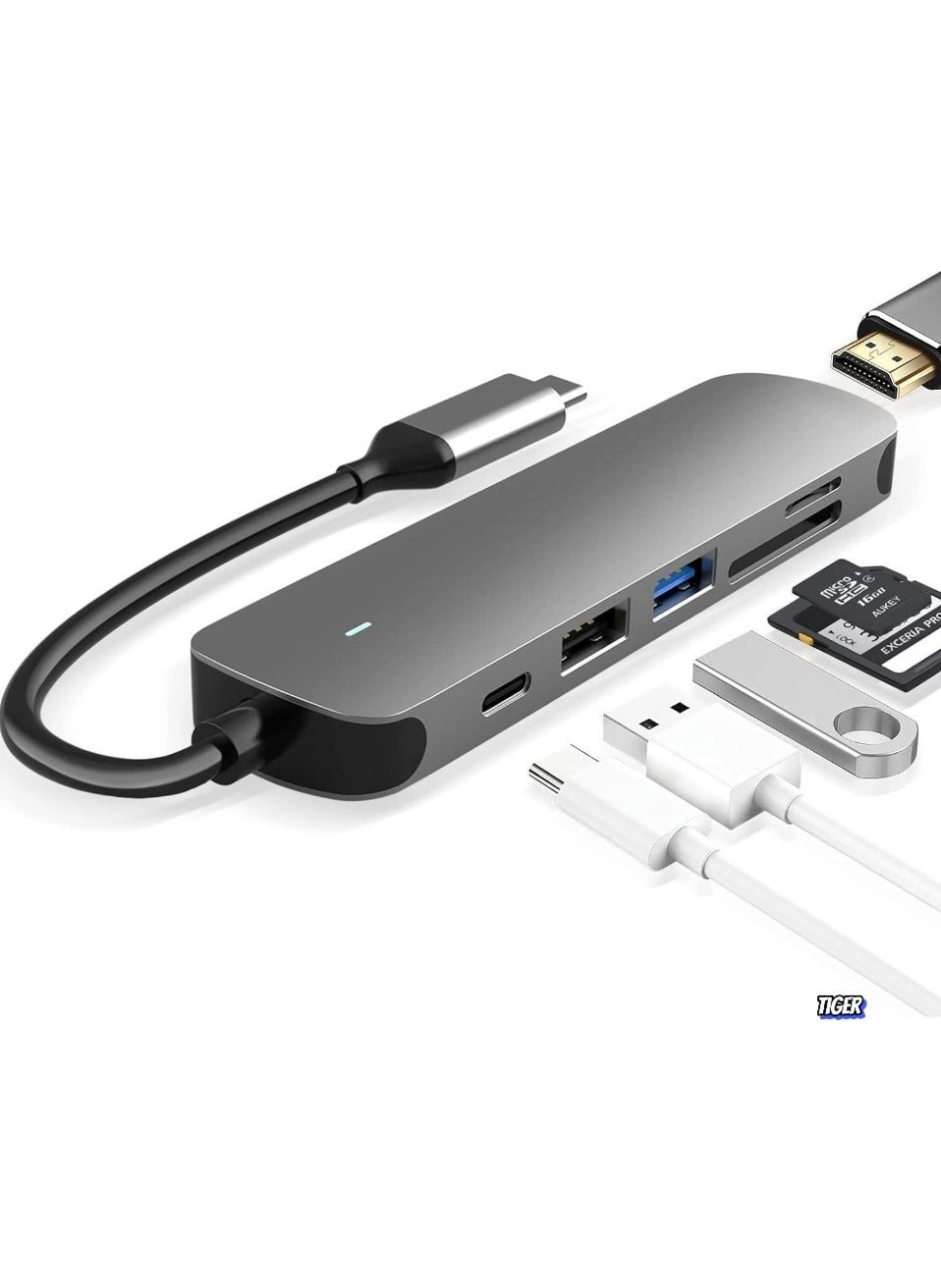USB C Hub - 4K HDMI 100W PD SD/TF Card Reader