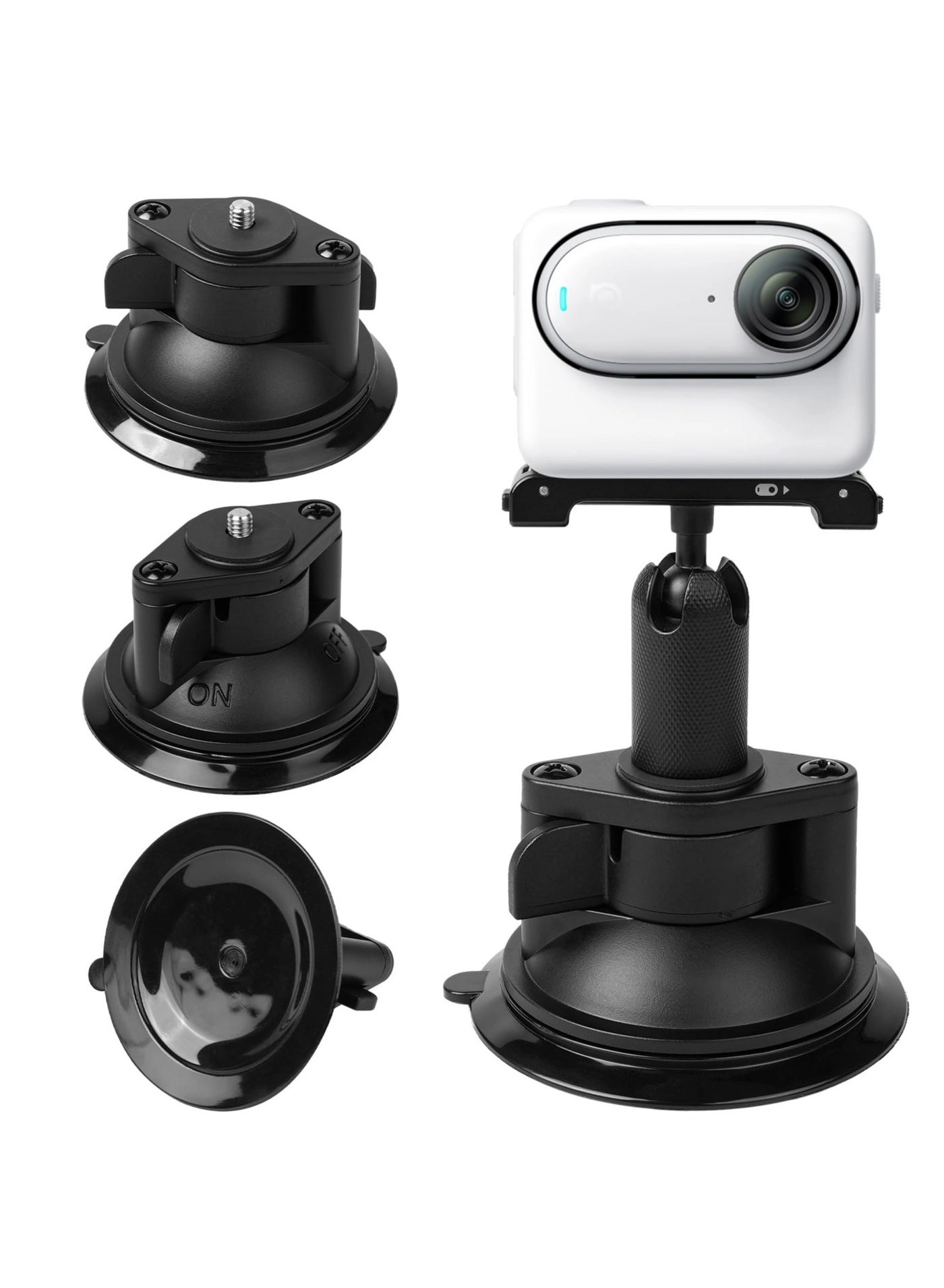 Sport Camera Steering Bracket - 1/4"-20 Thread + Magnetic Suction Base - For DJI Osmo Pocket 3 For Insta360 GO 3