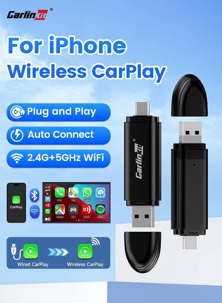 Carlinkit 3.0 Wireless CarPlay Adapter - VW Audi Ford Sync 3 Mazda Mercedes Honda Chevy Subaru Porsche Hyundai Kia Lexus Gmc Acura