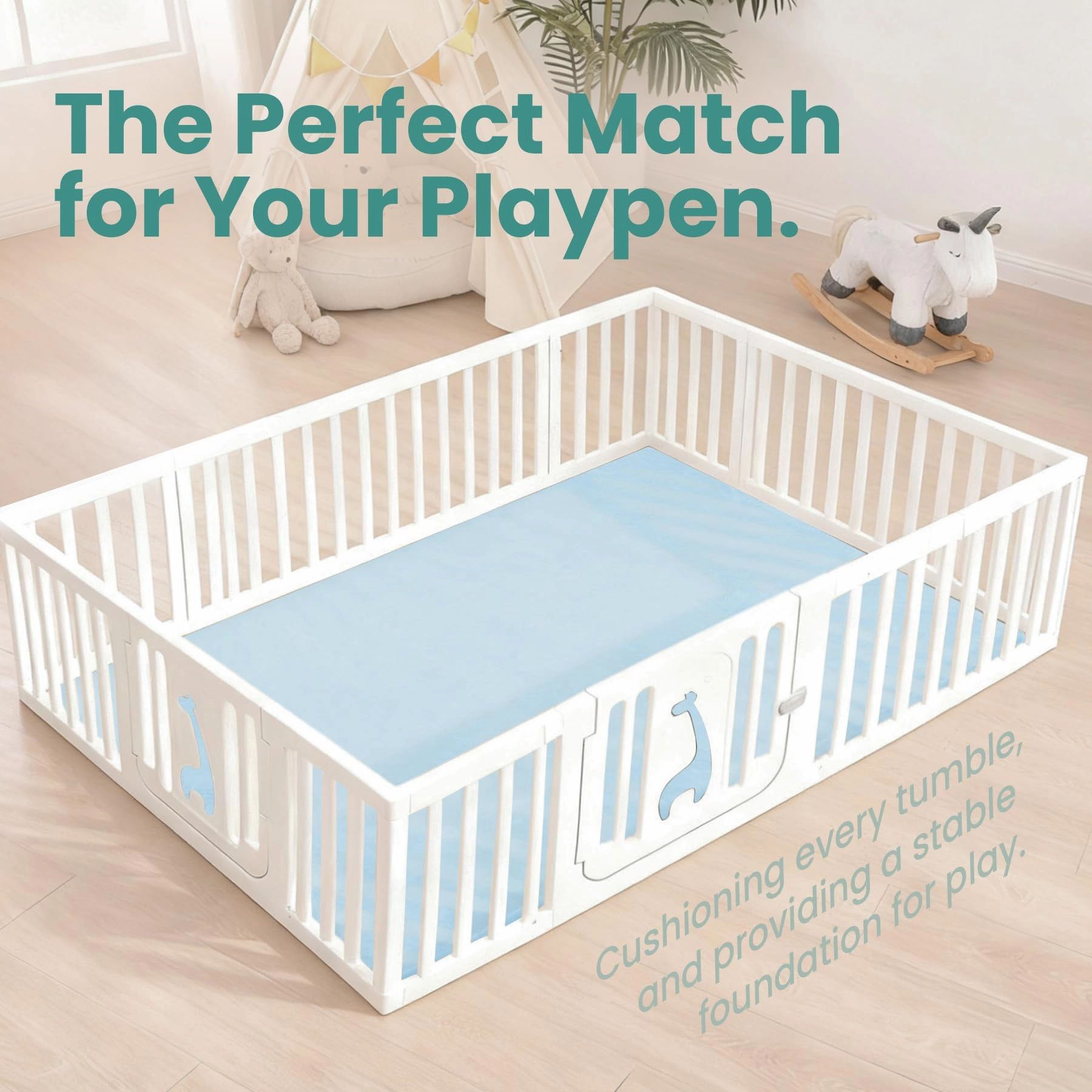 Baby Play Mat - 59"×71" 1.3" Thick Light Grey