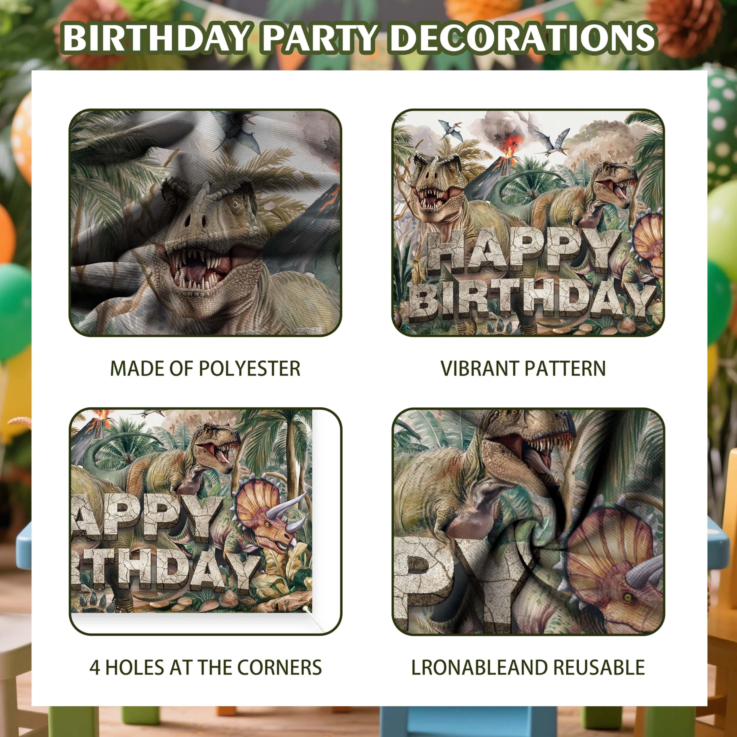 Dinosaur Birthday Party Decorations Set - 45-piece Birthday