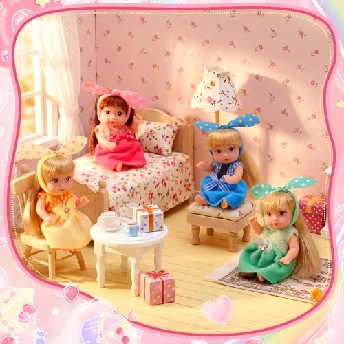 Mini Baby Doll - 4 Pcs 4 Inch Princess Style Ages 3+