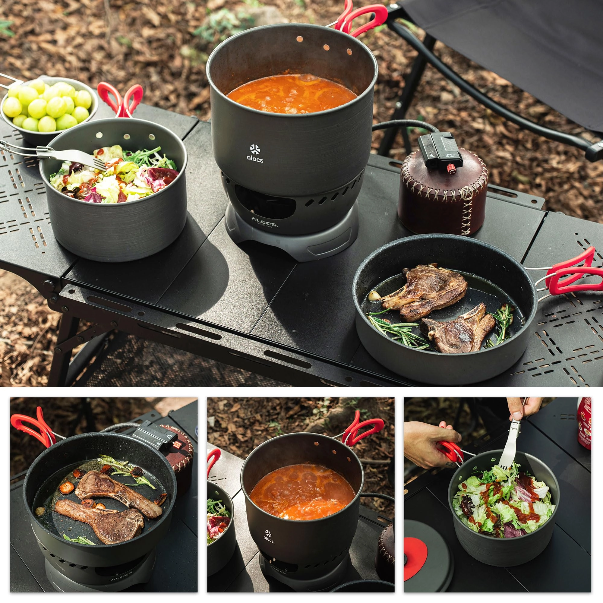 Camping Cookware Set - 3 3.5L 2.2L