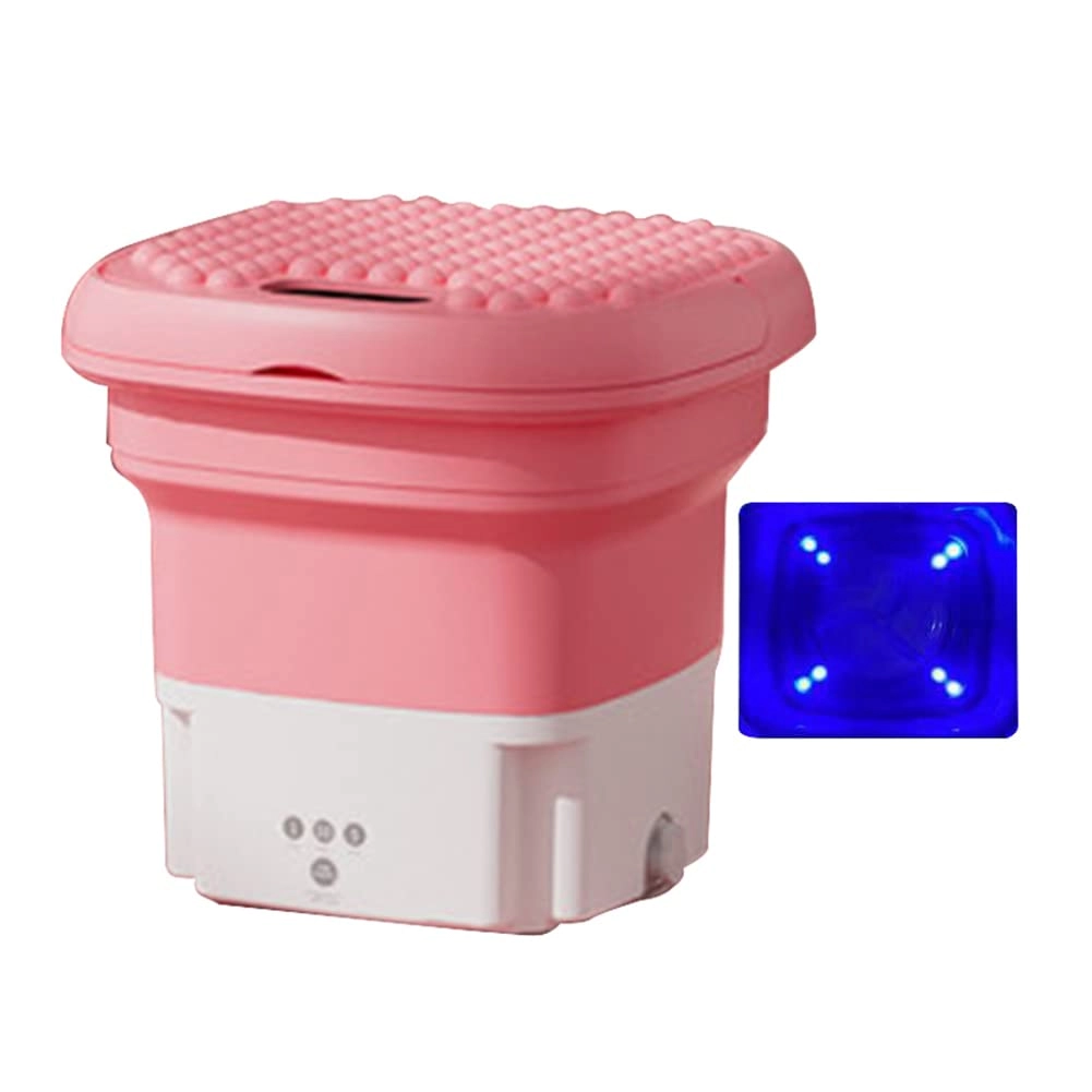 Portable Mini Washing Machine, 2.8l Foldable Laundry Tub, 36w Ultrasonic Washing Machine With Handle For Camping Home Travel Apartments Dorms, Personal Cleaning Machine For Socks Underwear