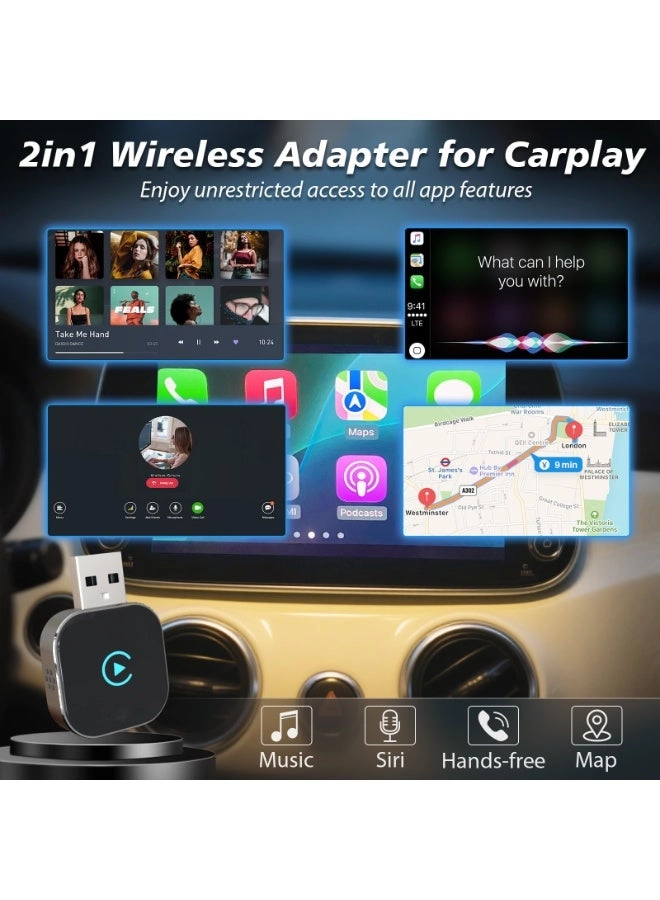 2-in-1 wireless Carplay Adapter - Android Auto Mini