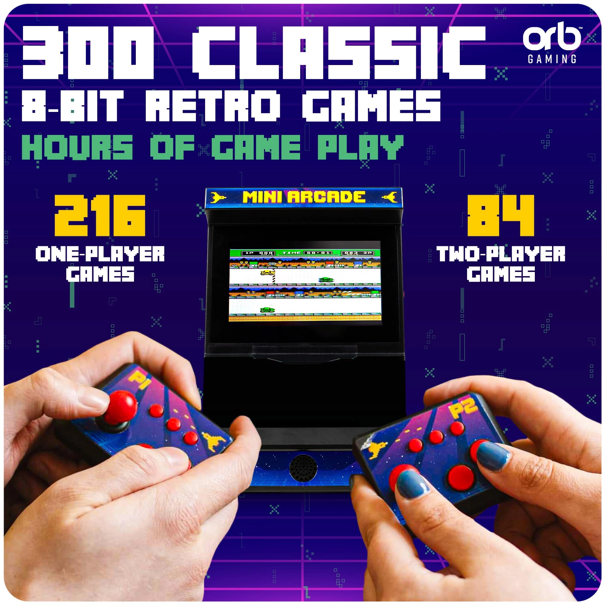 ORB Mini Arcade Machine - 2 Player 300 Built-in Games 4.3" LCD