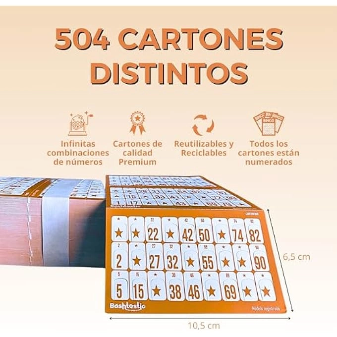 Bingo Cartons - 504 90 Balls Orange