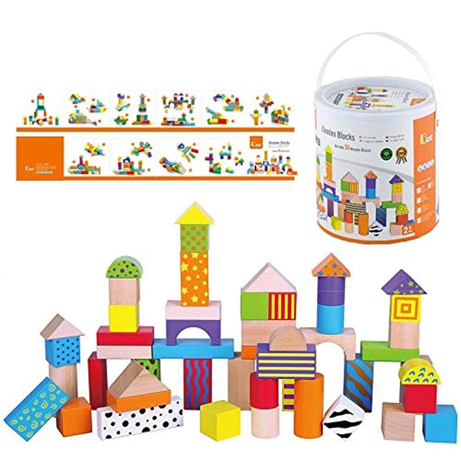 VIGA Wooden Blocks - 50 pcs