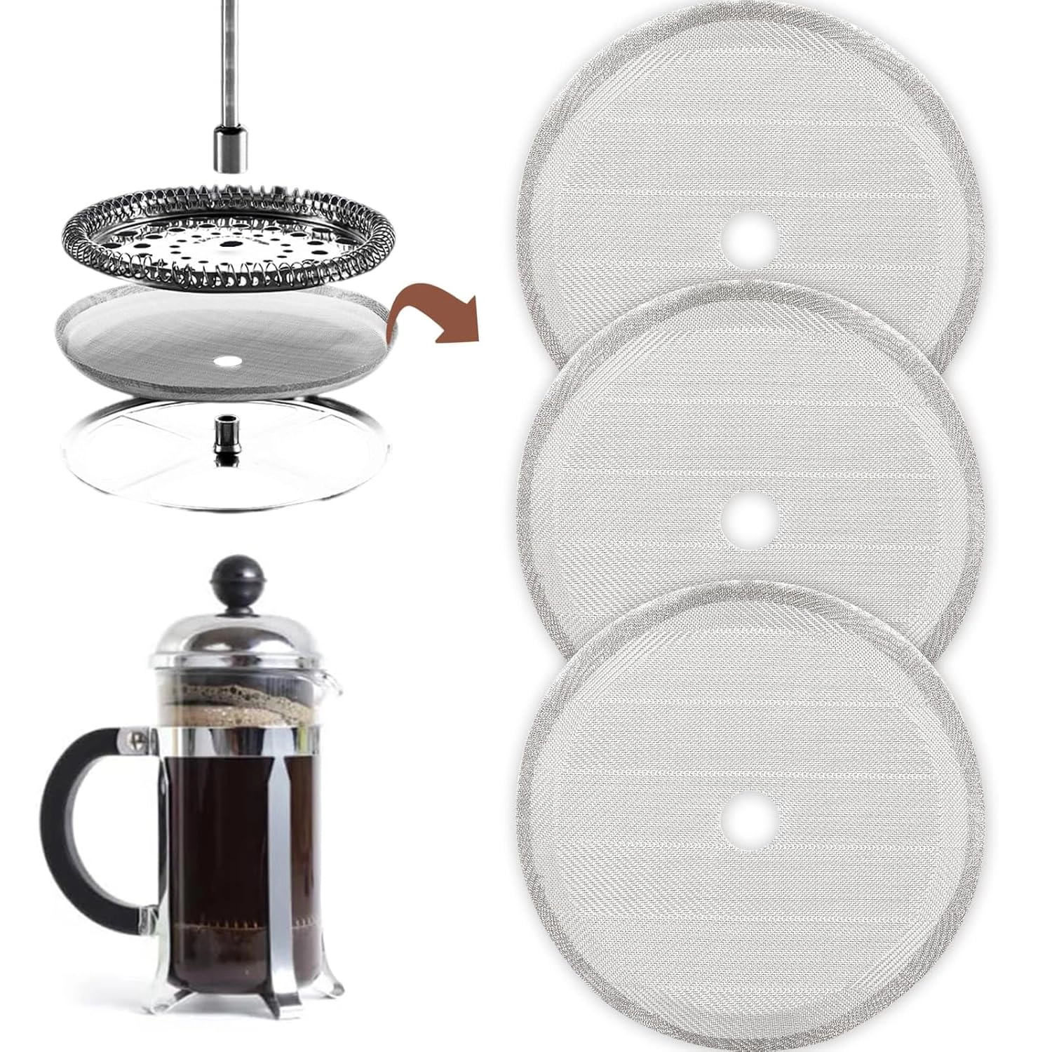 BYMM24102502KFH-ZYJ Cafetiere Filter Mesh Screen - 34oz/1000ml
