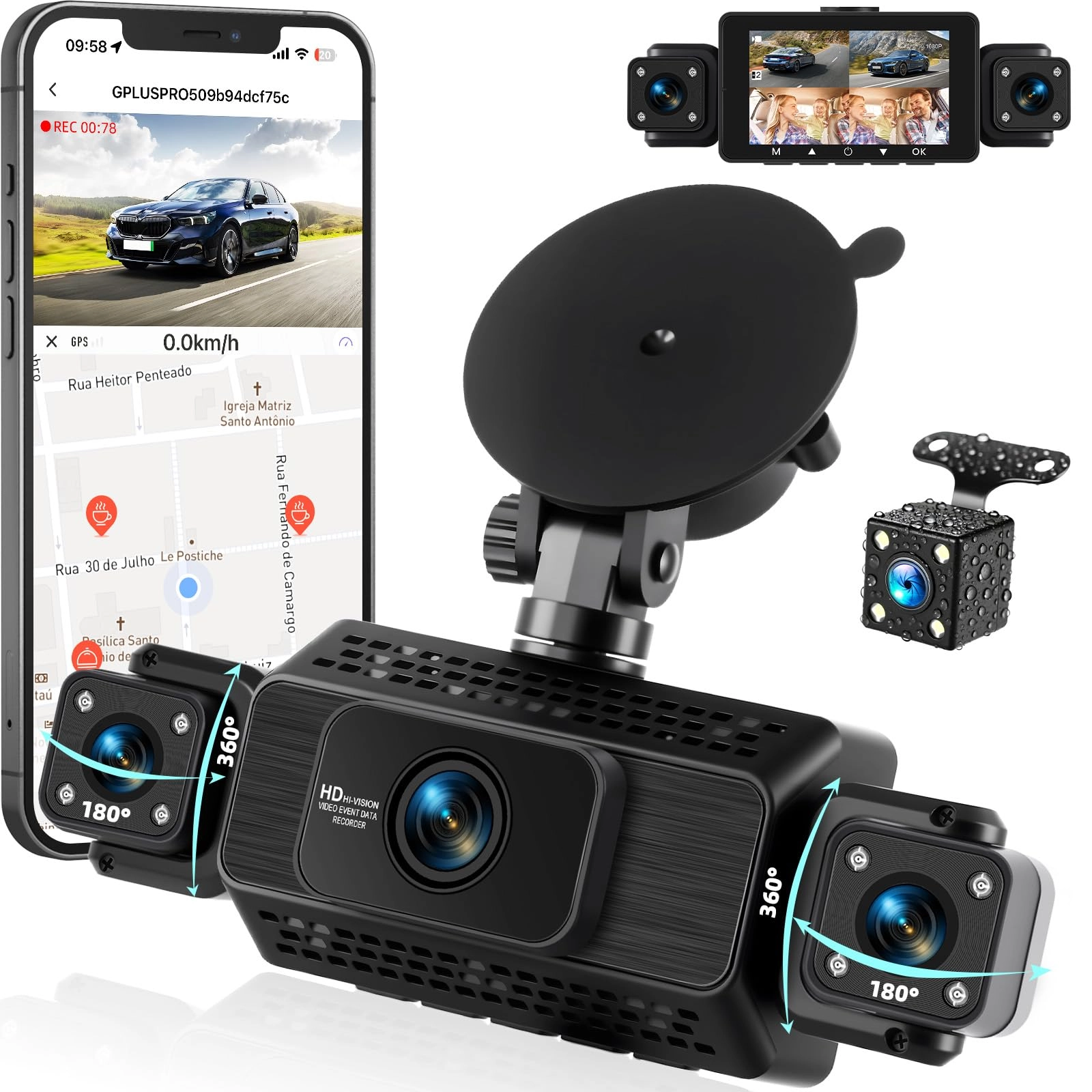 4 Channel 360° Car Dash Cam - 1080P