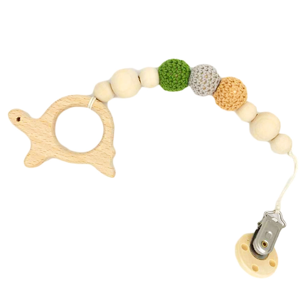 Wooden Teether with Pacifier Clip - beech wood
