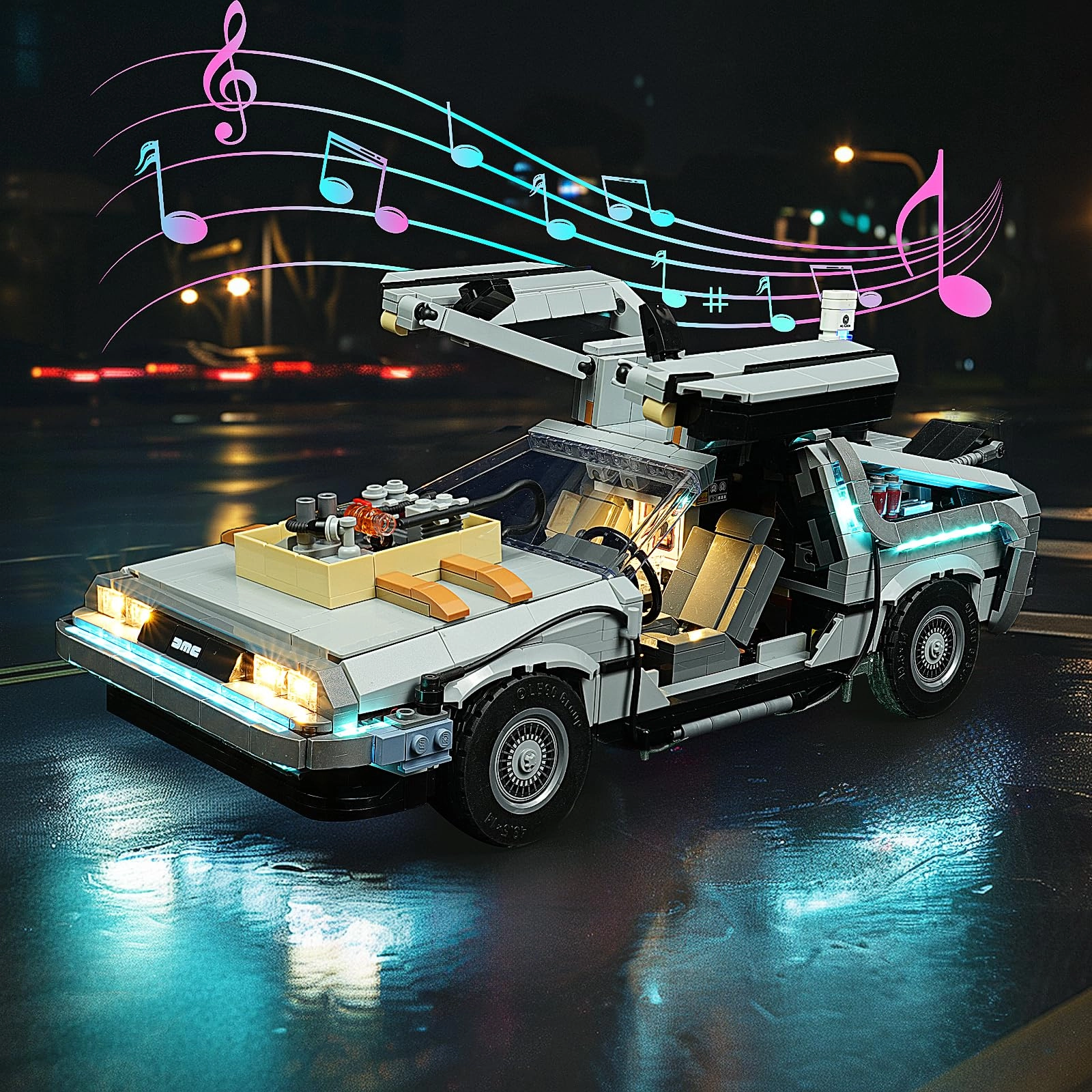 Brickshining LED Lighting Compatible with Lego Back to The Future Time Machine 10300 - Music Edition 2 AAA batteries required.