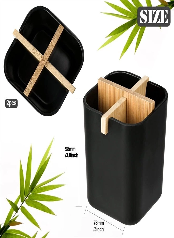 Bamboo Toothbrush Holder - Bathroom Vanity Countertops 4 compartments