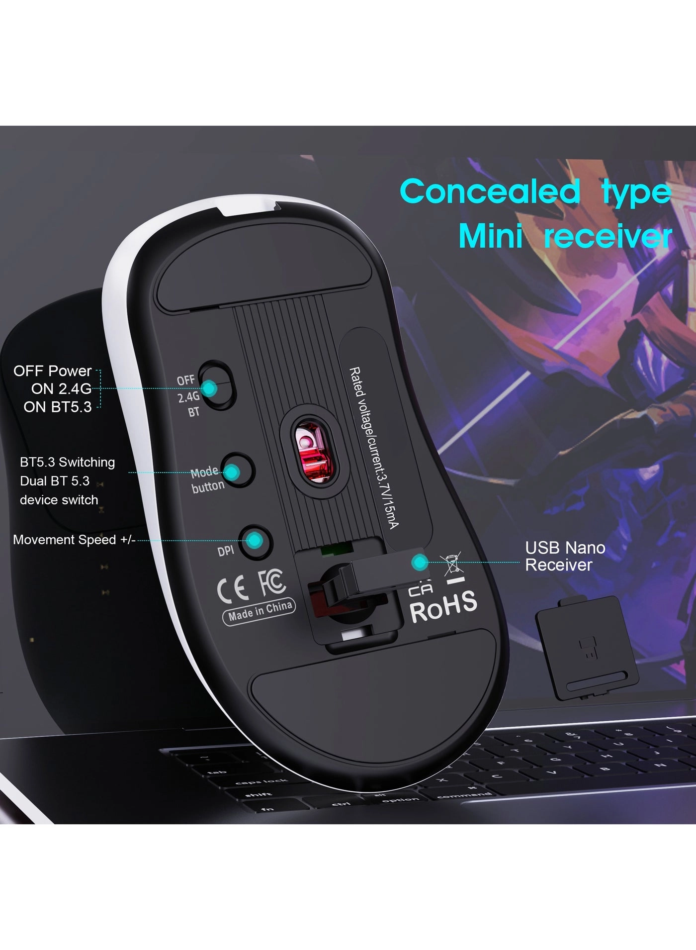 GM700 Mouse - Bluetooth 2.4G Wired