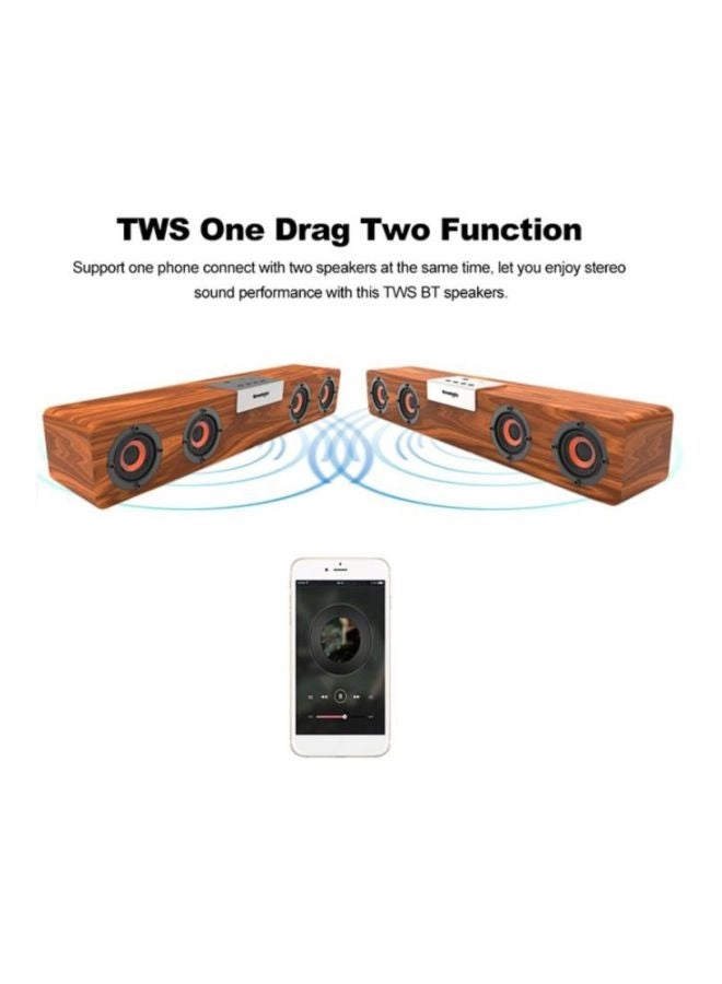 Retro Wireless Bluetooth Subwoofer - Brown 1.48 KG