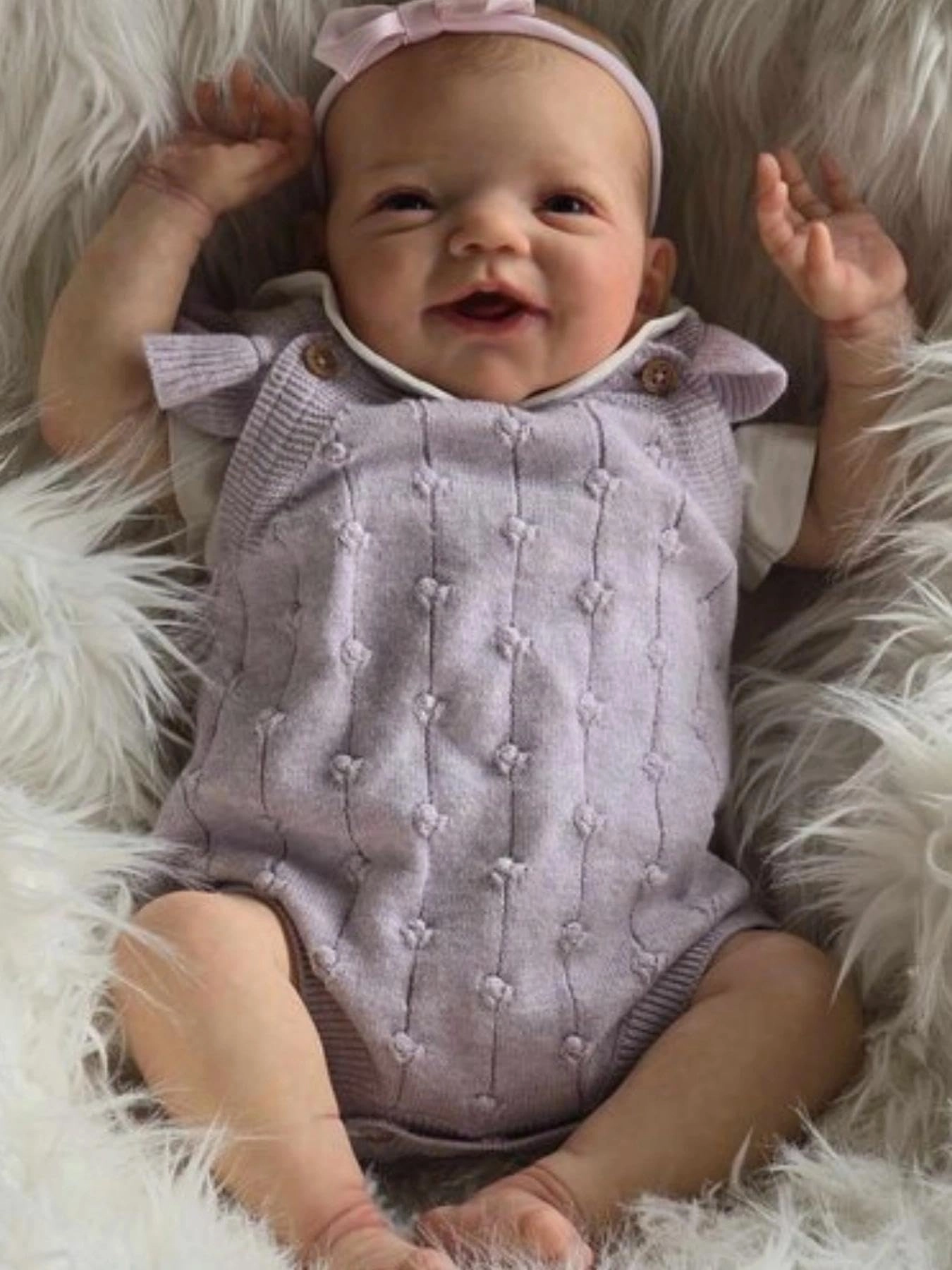 Reborn Baby Doll - 20 Inch 50 cm Vinyl Girl Smiling Blonde Hair Ages 3+