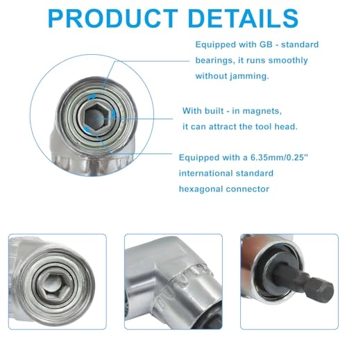 Right Angle Drill Attachment - 140mm 60mm 1/4-inch Pack
