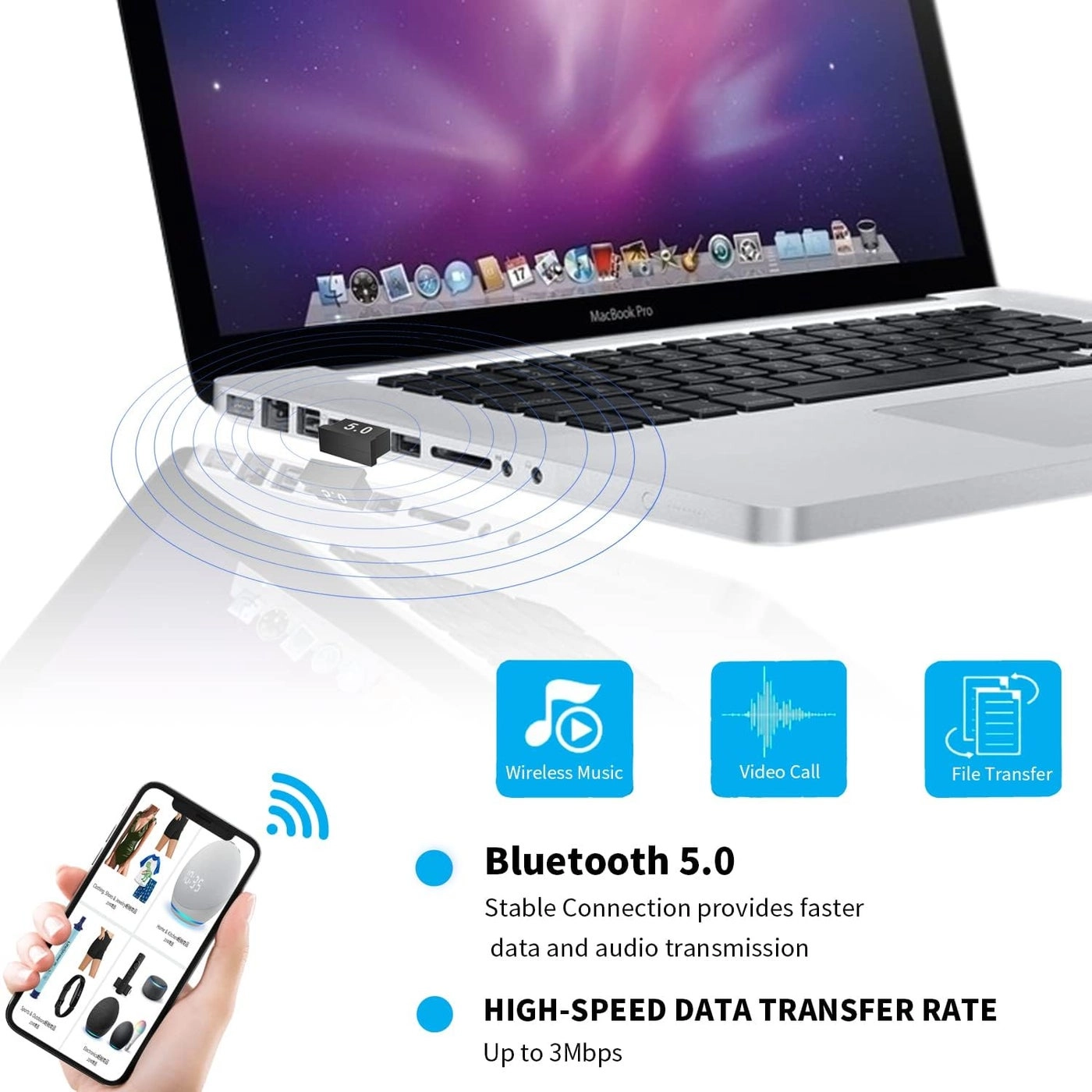 Bluetooth USB Adapter - Bluetooth 5.0 2.0 USB Interface