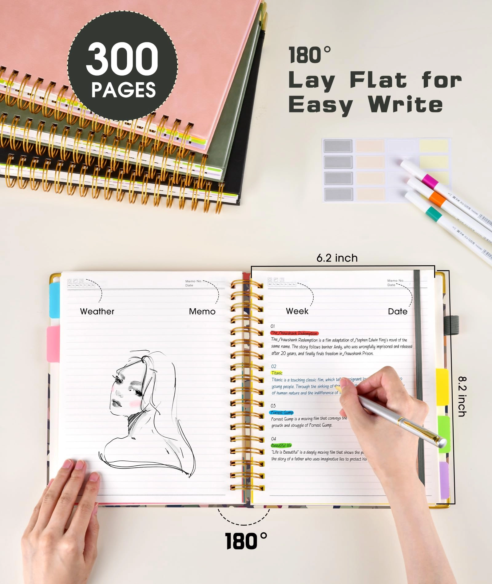 Hardcover Spiral Notebook A5 Spiral - Lined 300 Pages